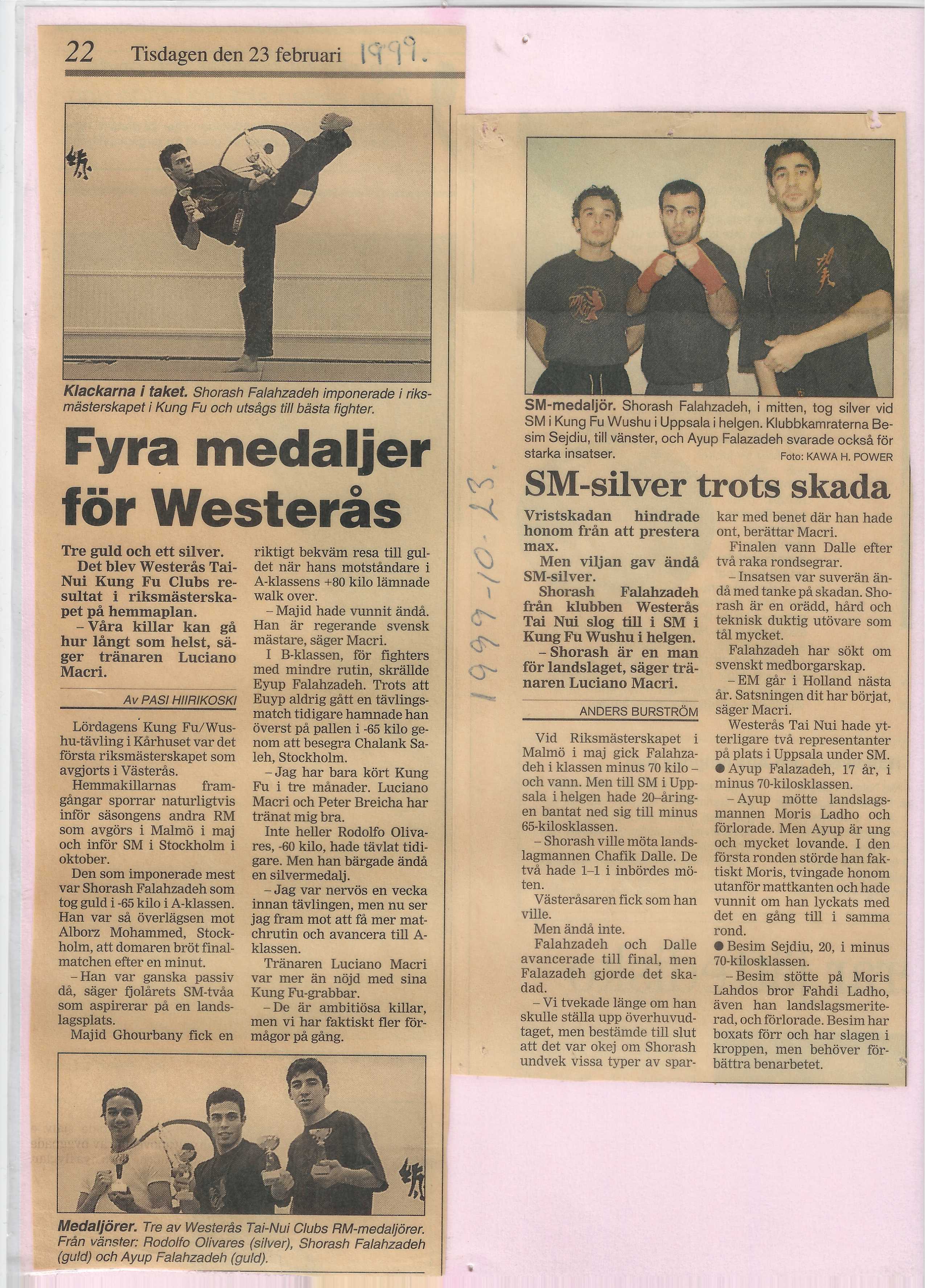Historisk bild från Westeras Tai-Nui Club i Västerås - kampsportsträning och tävlingar sedan 1976